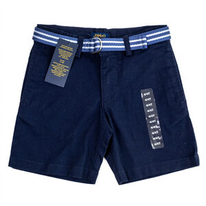 NWT Belted Cotton Chino Bedford Twill Shorts Boy's Navy $55 - Size 4